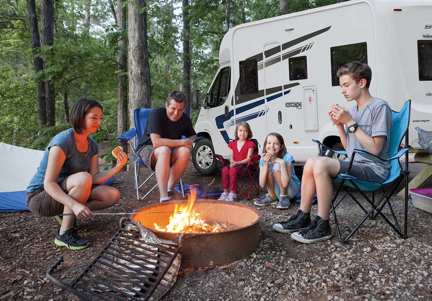 Photo of a family enjoying a motorhome holiday