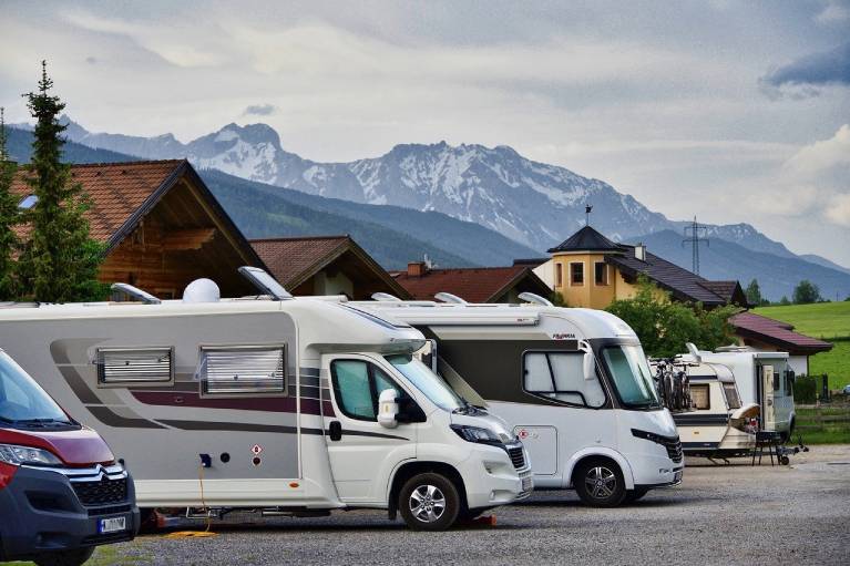 row of motorhomes for sale