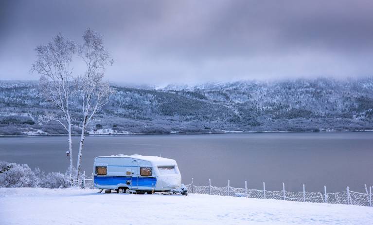 Caravan in the snow